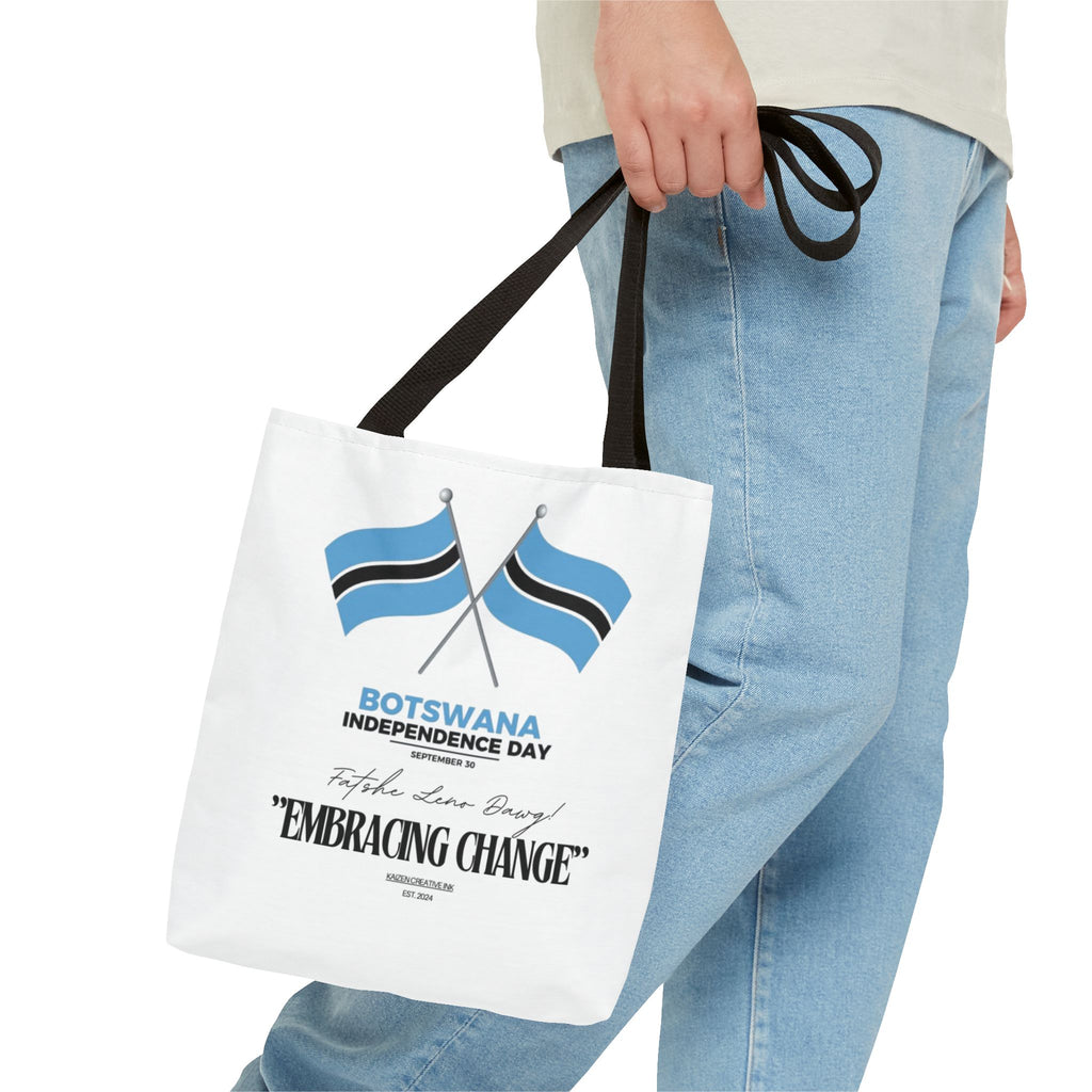 Botswana Independence Day Tote Bag, Celebrate Botswana, AOP Tote, Embrace Change, Sports Fan Tote