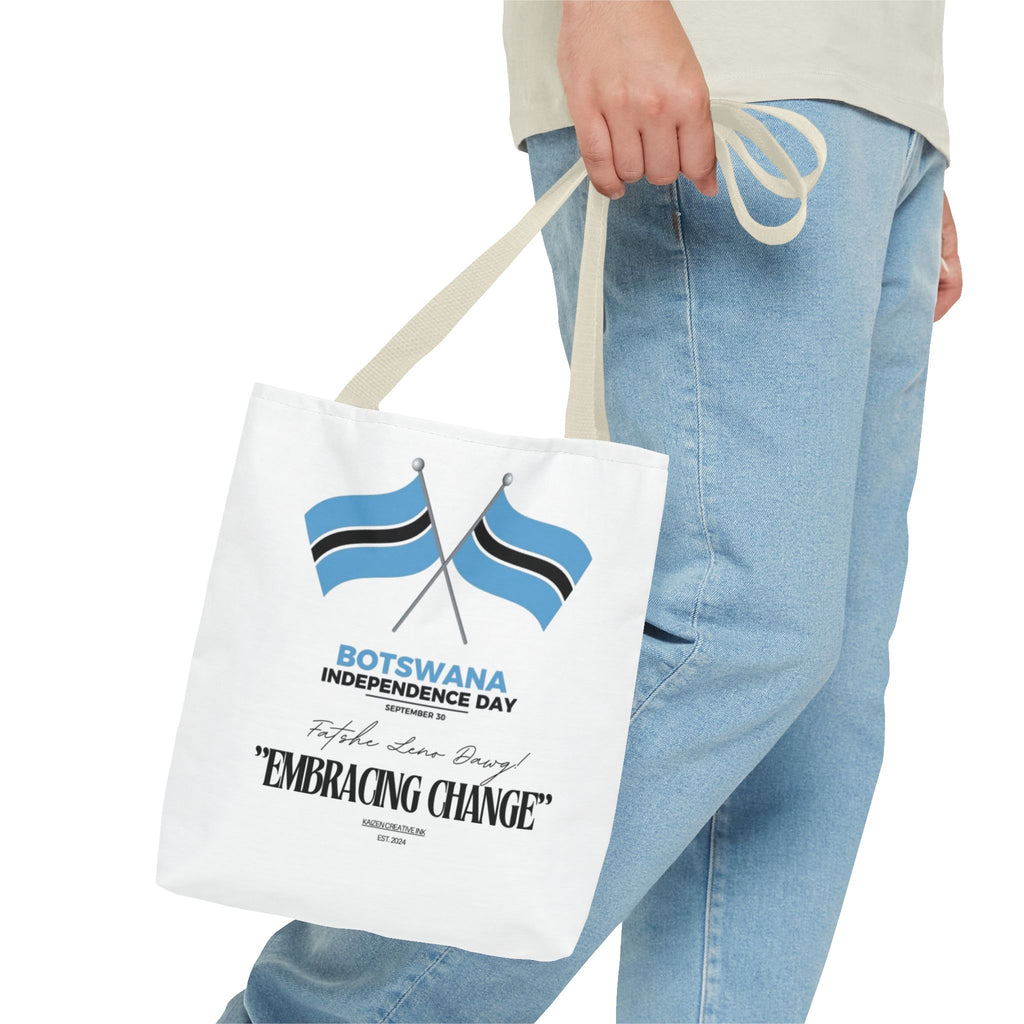 Botswana Independence Day Tote Bag, Celebrate Botswana, AOP Tote, Embrace Change, Sports Fan Tote