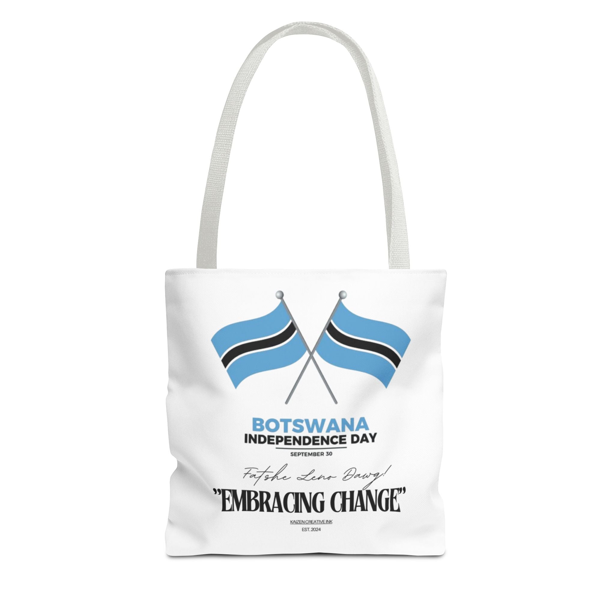 Botswana Independence Day Tote Bag, Celebrate Botswana, AOP Tote, Embrace Change, Sports Fan Tote