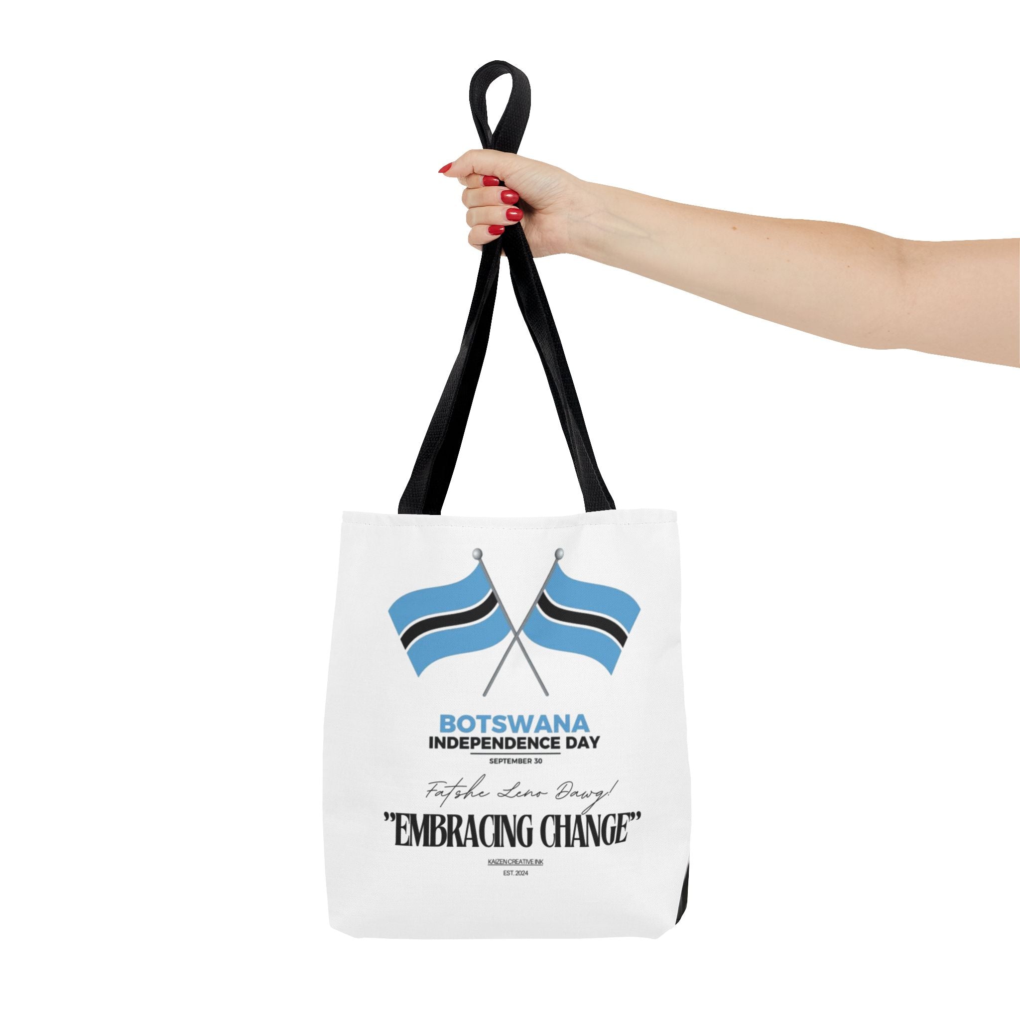 Botswana Independence Day Tote Bag, Celebrate Botswana, AOP Tote, Embrace Change, Sports Fan Tote