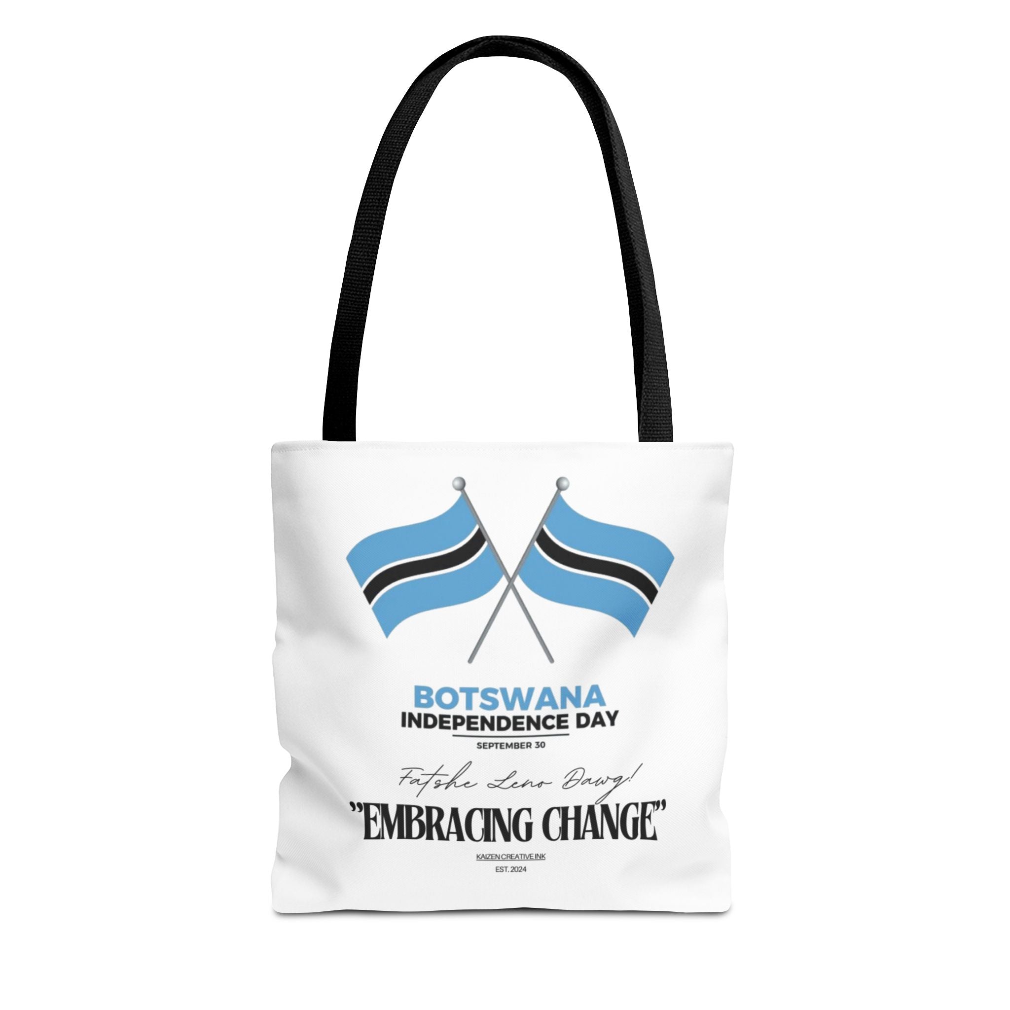 Botswana Independence Day Tote Bag, Celebrate Botswana, AOP Tote, Embrace Change, Sports Fan Tote