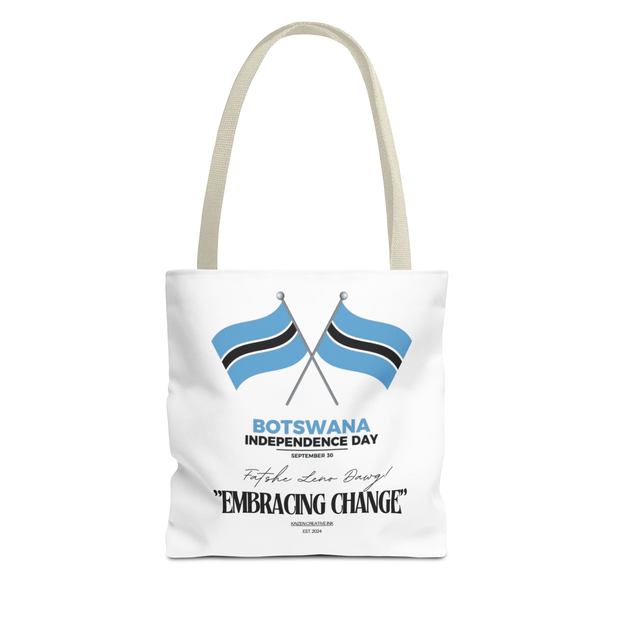 Botswana Independence Day Tote Bag, Celebrate Botswana, AOP Tote, Embrace Change, Sports Fan Tote