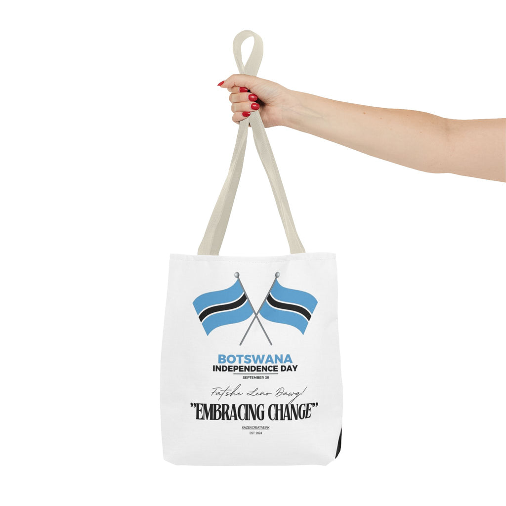 Botswana Independence Day Tote Bag, Celebrate Botswana, AOP Tote, Embrace Change, Sports Fan Tote
