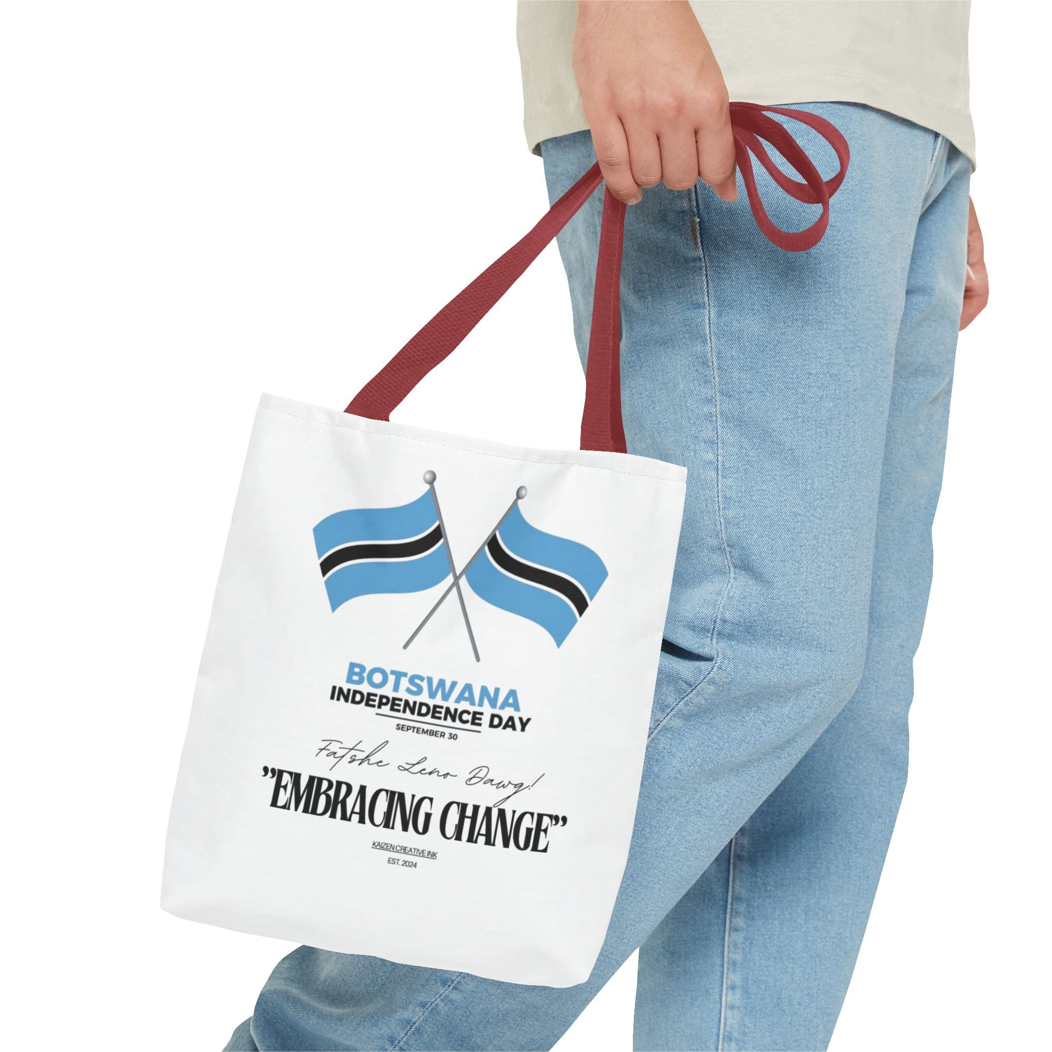 Botswana Independence Day Tote Bag, Celebrate Botswana, AOP Tote, Embrace Change, Sports Fan Tote