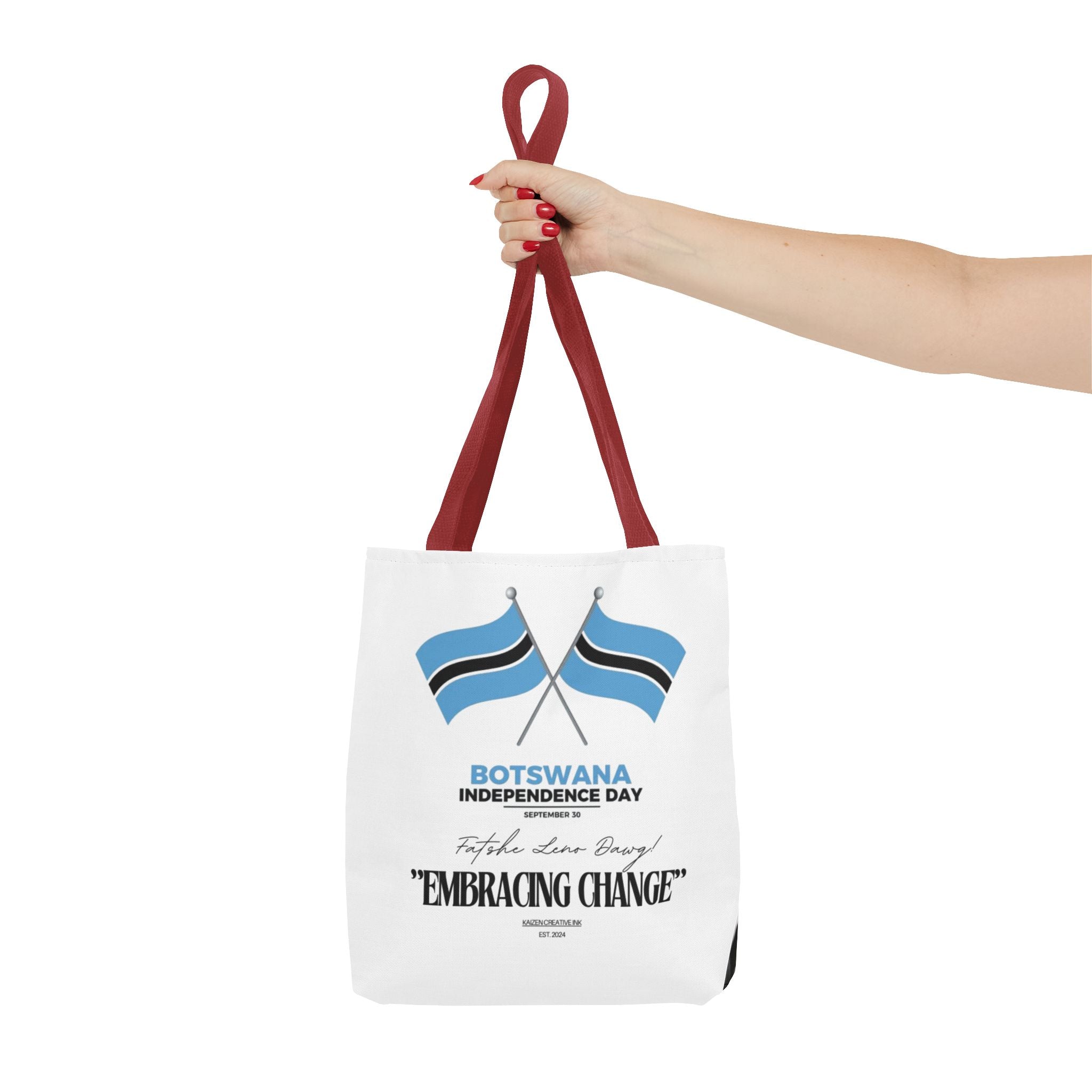 Botswana Independence Day Tote Bag, Celebrate Botswana, AOP Tote, Embrace Change, Sports Fan Tote