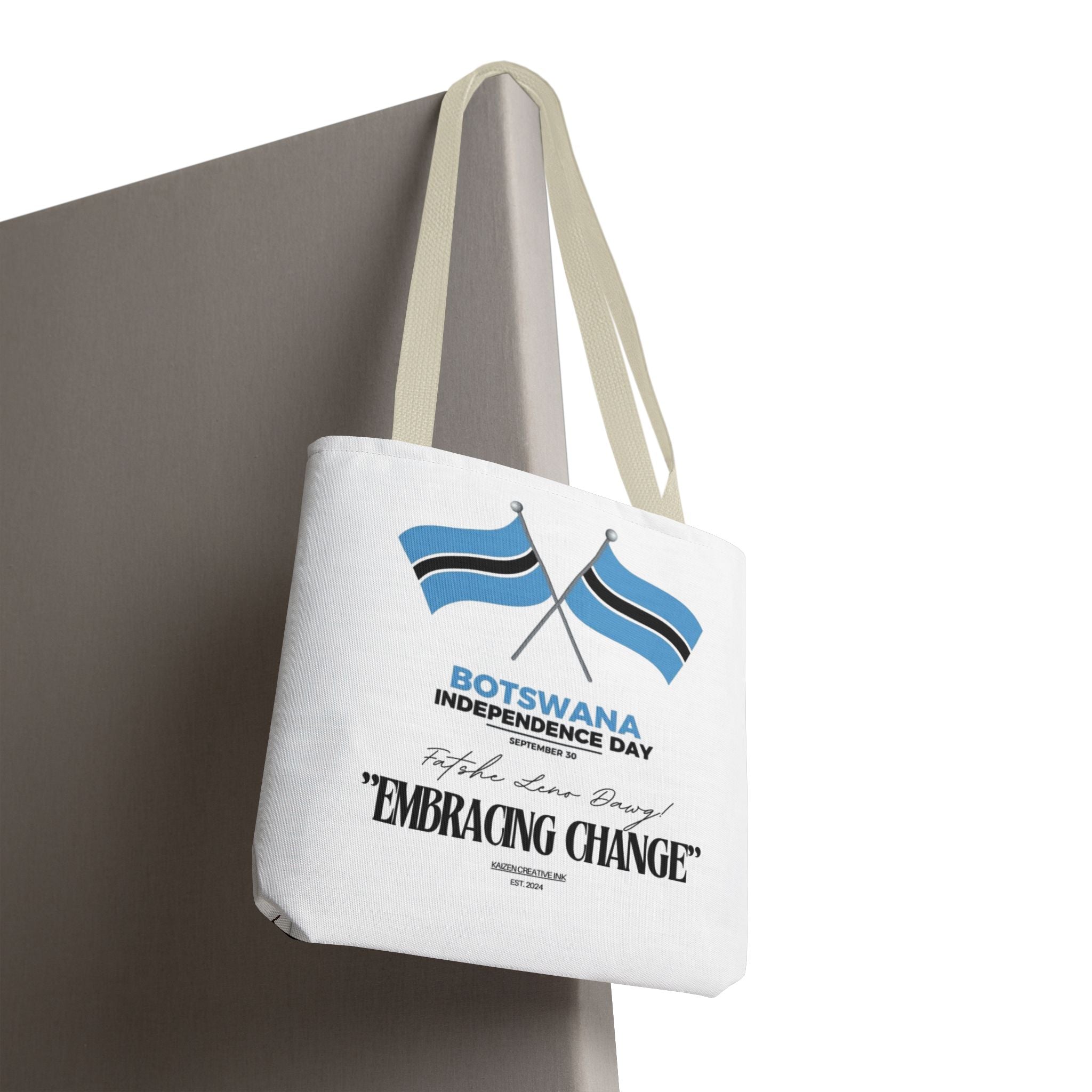 Botswana Independence Day Tote Bag, Celebrate Botswana, AOP Tote, Embrace Change, Sports Fan Tote
