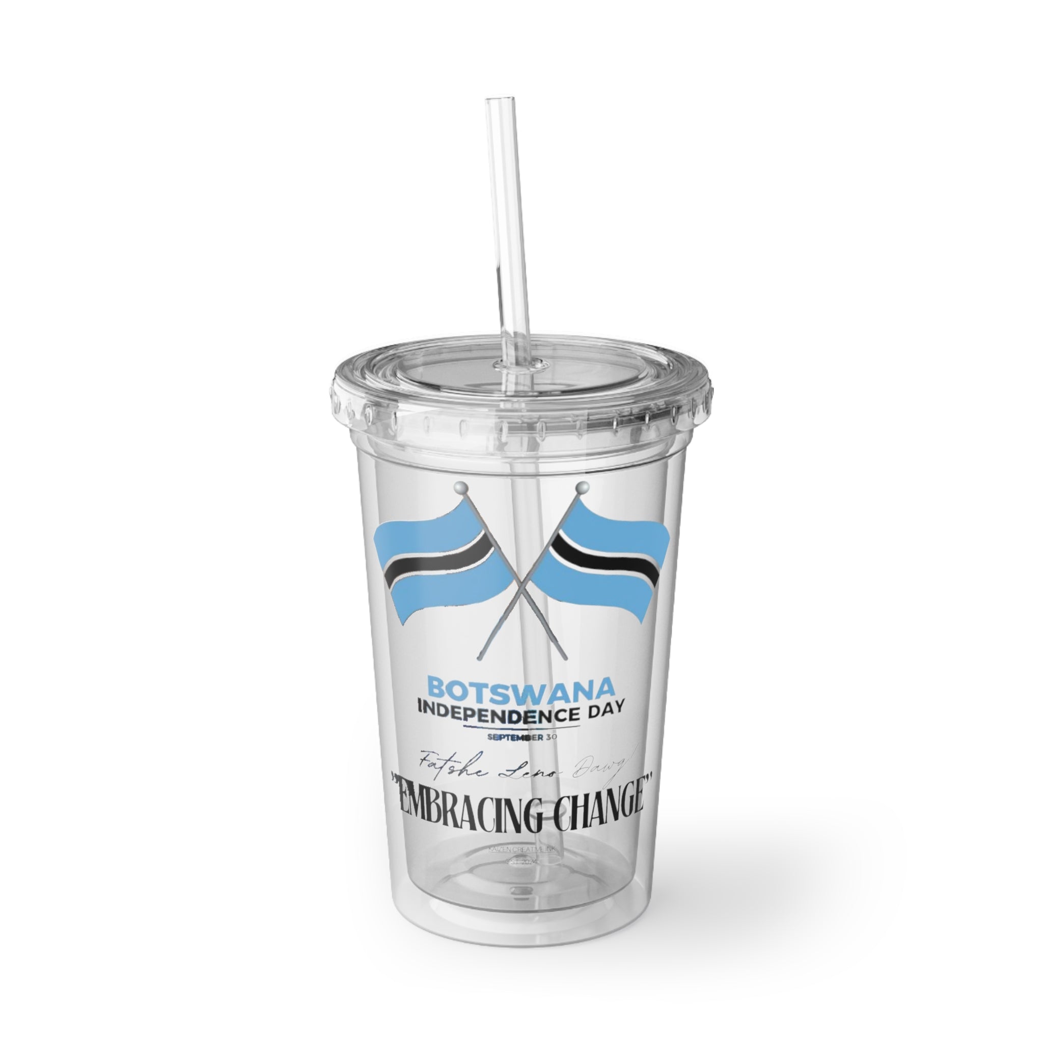 Botswana Independence Day Acrylic Cup | Suave Drinkware, Holiday Gift, Reusable Tumbler, Party Favor, Eco-Friendly Cup