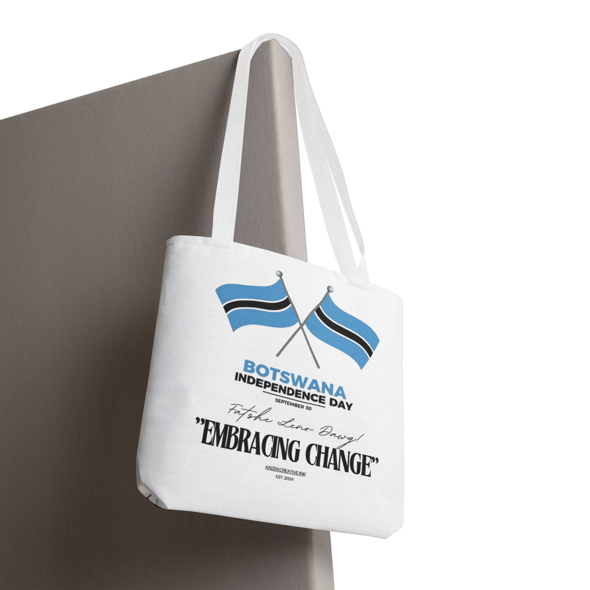 Botswana Independence Day Tote Bag, Celebrate Botswana, AOP Tote, Embrace Change, Sports Fan Tote