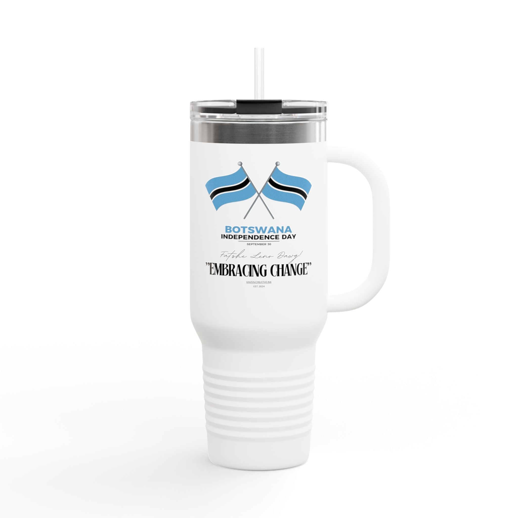 Botswana Independence Day Insulated Travel Mug, 40oz - Perfect for Hot or Cold Beverages, Commuters, Gifts, Celebrations, Daily Use