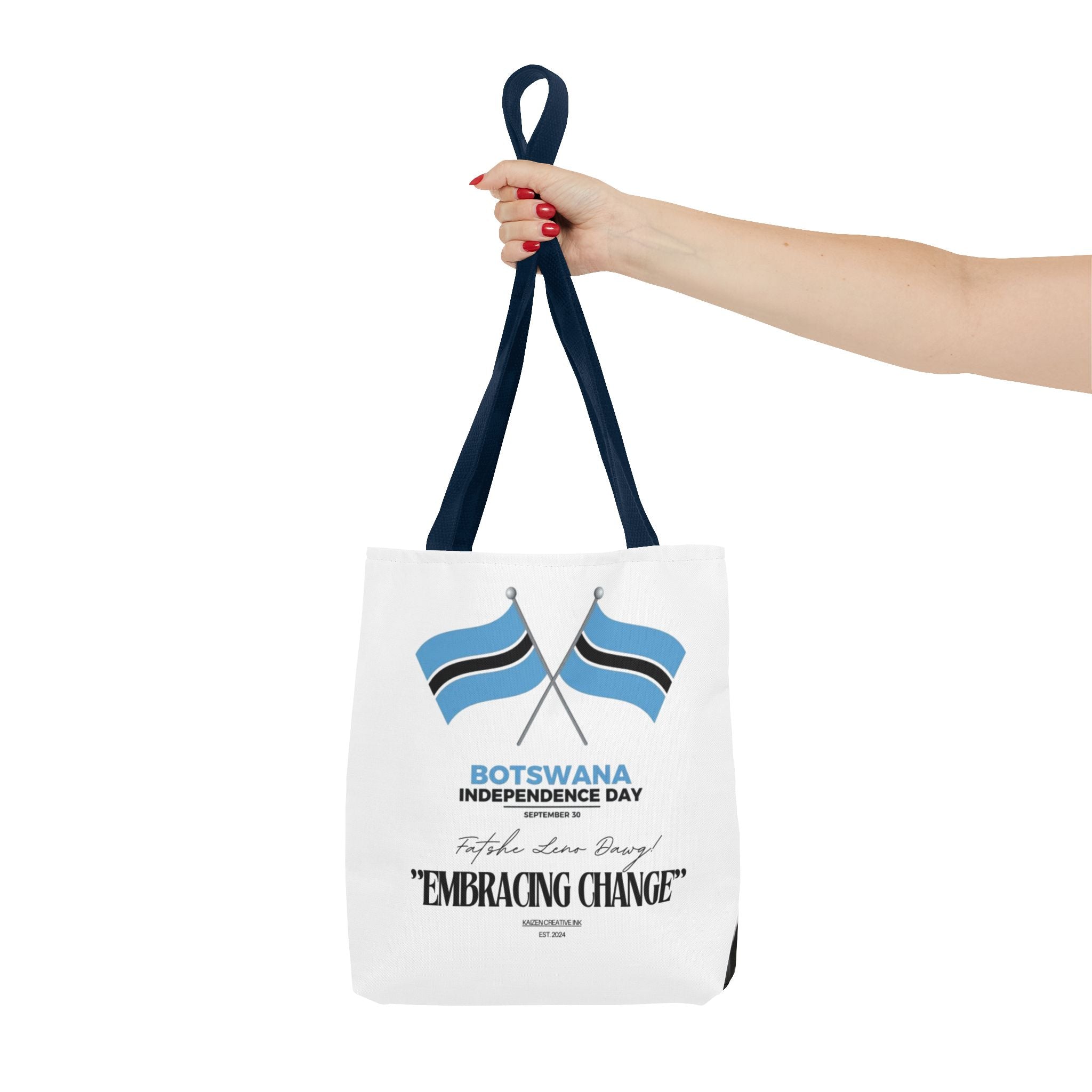 Botswana Independence Day Tote Bag, Celebrate Botswana, AOP Tote, Embrace Change, Sports Fan Tote