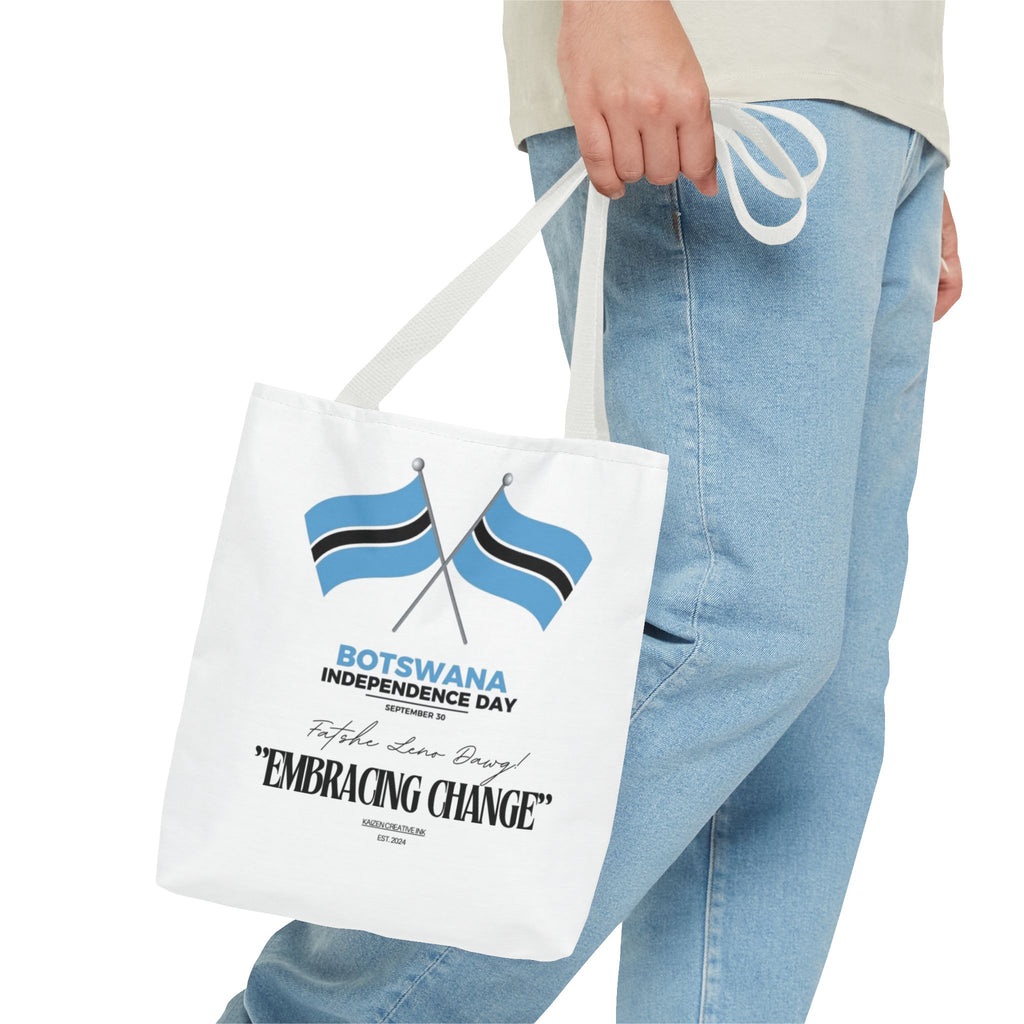 Botswana Independence Day Tote Bag, Celebrate Botswana, AOP Tote, Embrace Change, Sports Fan Tote