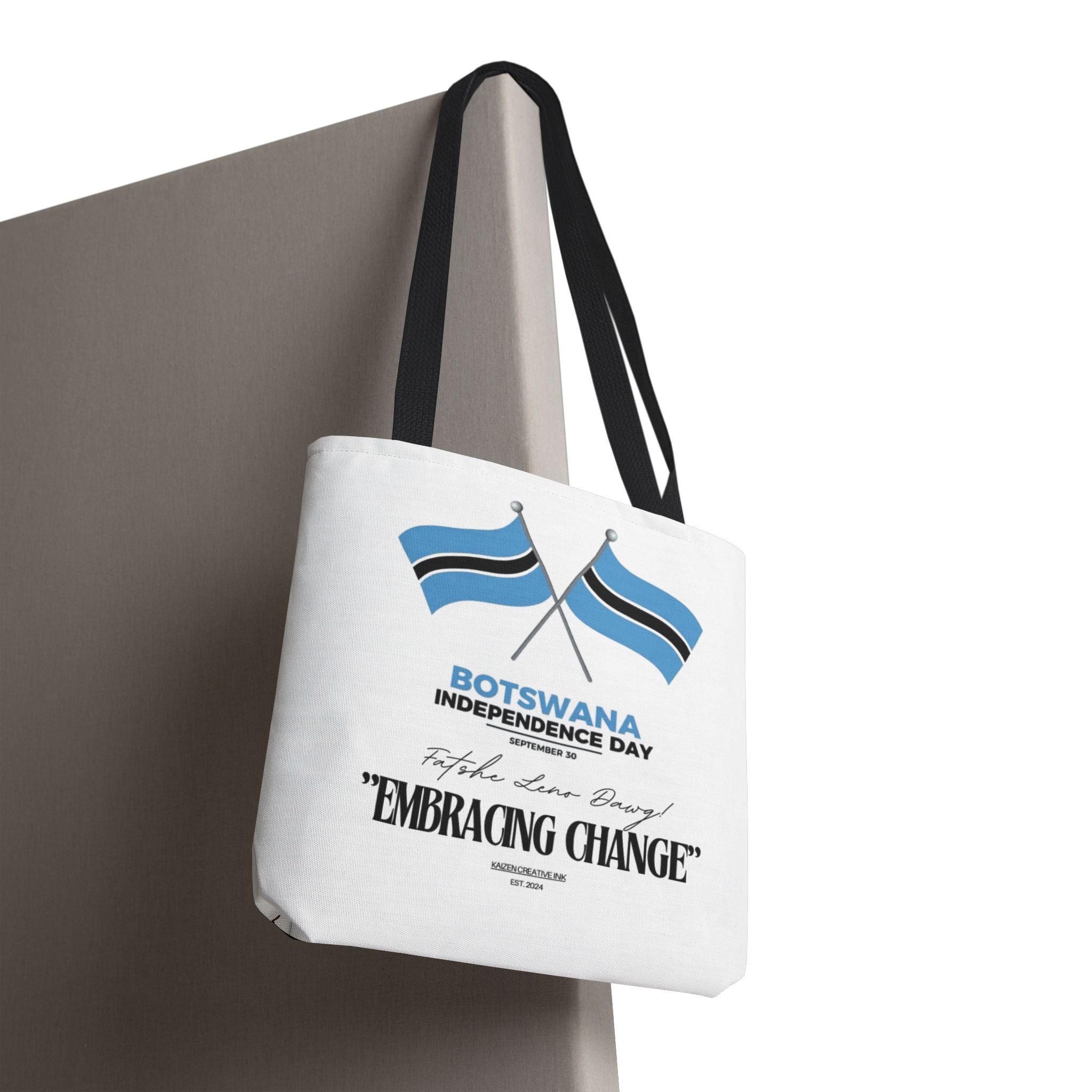 Botswana Independence Day Tote Bag, Celebrate Botswana, AOP Tote, Embrace Change, Sports Fan Tote